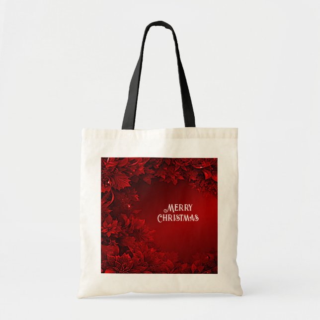 Bolsa de Tote de feriado floral de hojas rojas (Frente)