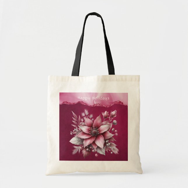 Bolsa De Tote De Festividad Floral Rosa (Frente)