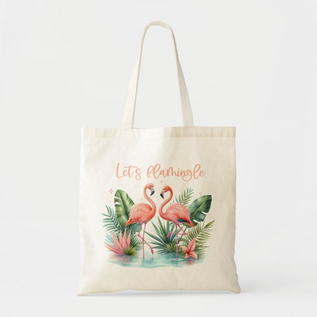 Bolsa de tote de Flamingos "Let's Flamingle" (Frente)
