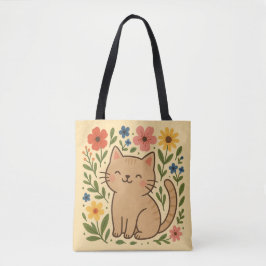 Bolsa De Tote De Flor De Gato Cuaderno - Kitty Ado