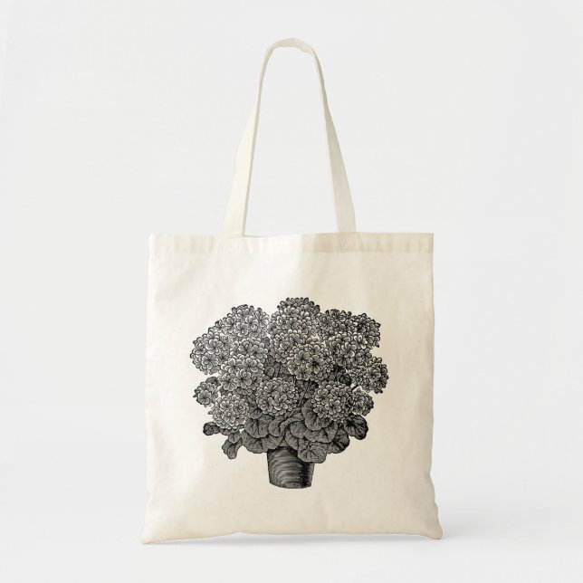 bolsa de tote de flor negra. (Frente)