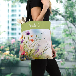 Bolsa de Tote de Flor Silvestre Meadow Watercolor