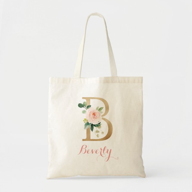 Bolsa De Tote De Floral Gold Rubor Personalizada " (Frente)