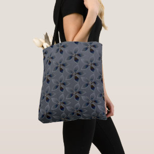 Bolsa De Tote De Floral Gris Y Elegante