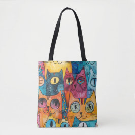 Bolsa De Tote De Gato Abstracto Colorido | Artista