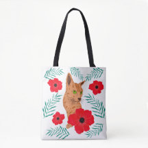 Bolsa De Tote De Gato Floral