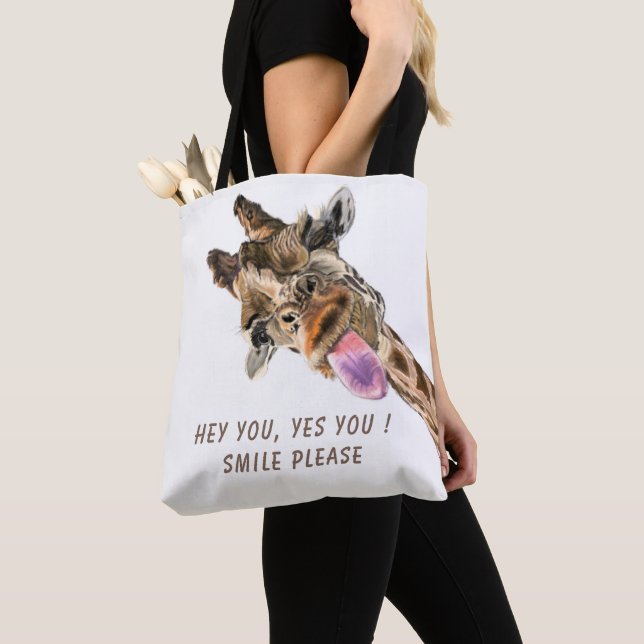Bolsa de Tote de Giraffe divertida - Texto Persona (Detalle)