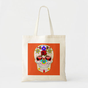 Bolsa de Tote de Halloween con cráneo de azúcar fl
