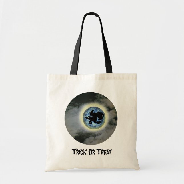 Bolsa de Tote de Halloween de Luna Llena de Brooms (Frente)