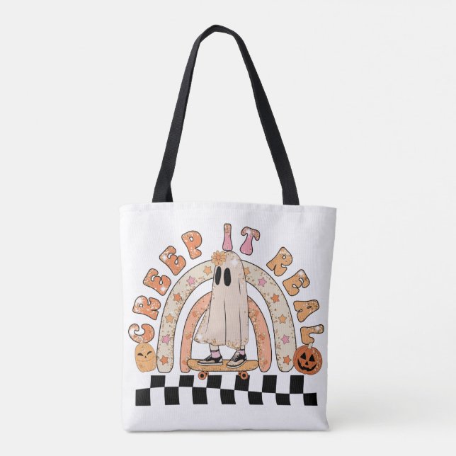 Bolsa de Tote de Halloween de verdad para el purpu (Reverso)