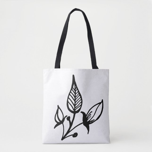 Bolsa De Tote De Hombro Floral Blanca (Anverso)