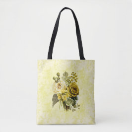Bolsa de Tote de Hombro Floral de Oro Amarillo Ver