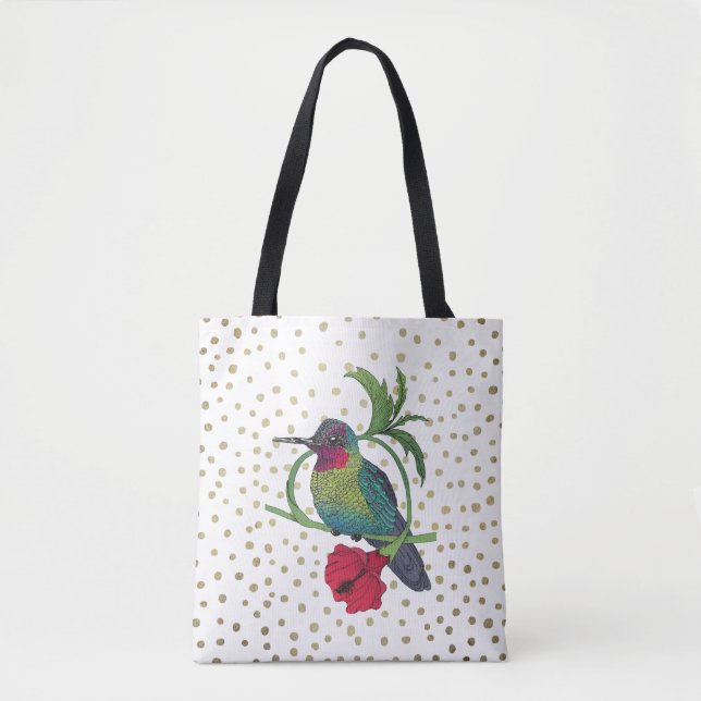 Bolsa De Tote De Ilustracion De Aves De Colibri (Anverso)