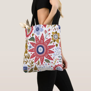 Bolsa De Tote De Impresión De Floral Vibrante
