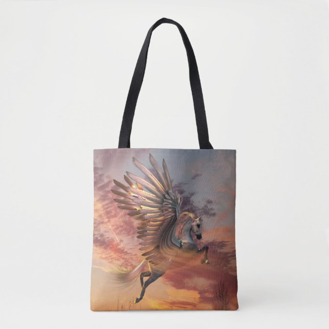 Bolsa De Tote De Impresión De Pegasus De Atardecer (Anverso)