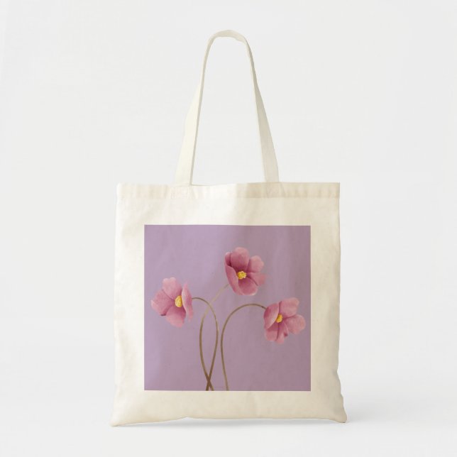 Bolsa De Tote De Impresión Purple Floral (Frente)