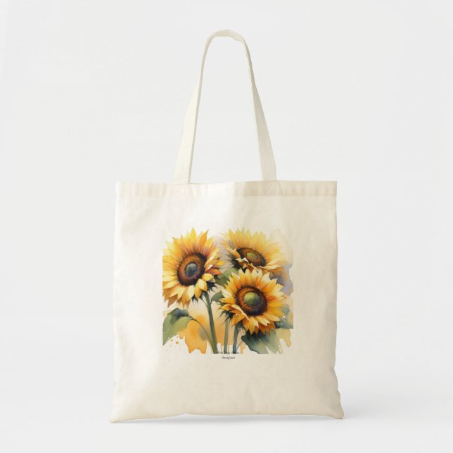 Bolsa De Tote De La Acuarela De Girasol (Frente)