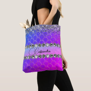 Bolsa De Tote De La Bolsa De Diamante Purpurinoso