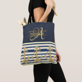 Bolsa De Tote De La Bolsa Náutica De Oro Azul