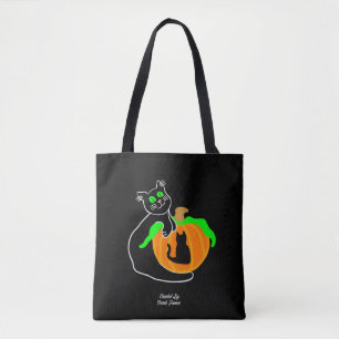 Bolsa De Tote De La Calabaza De Gato Negro De Impr