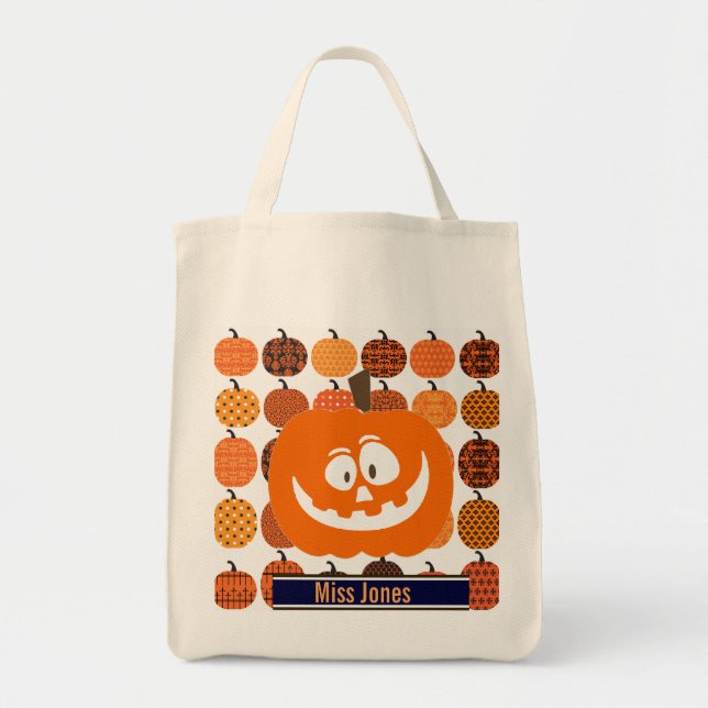 Bolsa de Tote de la Calabaza personalizado Hallowe (Frente)