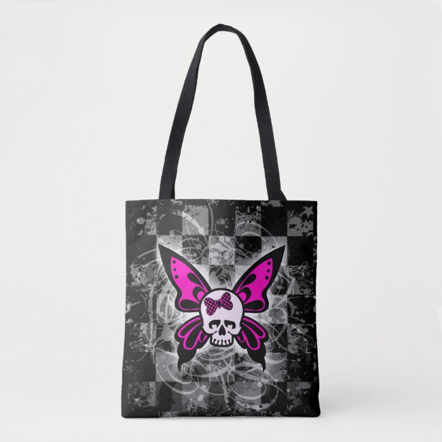 Bolsa De Tote De La Calavera De La Mariposa (Anverso)
