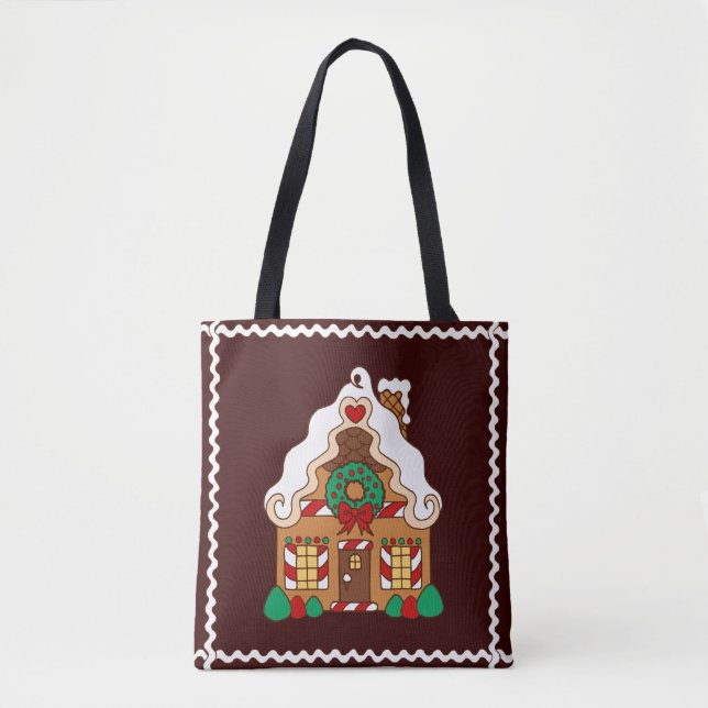 Bolsa De Tote De La Casa De Gingerbread De Navidad (Anverso)
