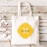Bolsa de Tote de la chica de la flor de monograma<br><div class="desc">Bolsos de tote de la fiesta de bodas monogramada de moda personalizados con un personalizado monograma inicial, texto chica de flores o añadir un nombre u otro mensaje. Haga clic en Personalizar para cambiar los tipos de letra y los colores del texto y crear un regalo único para las damas...</div>