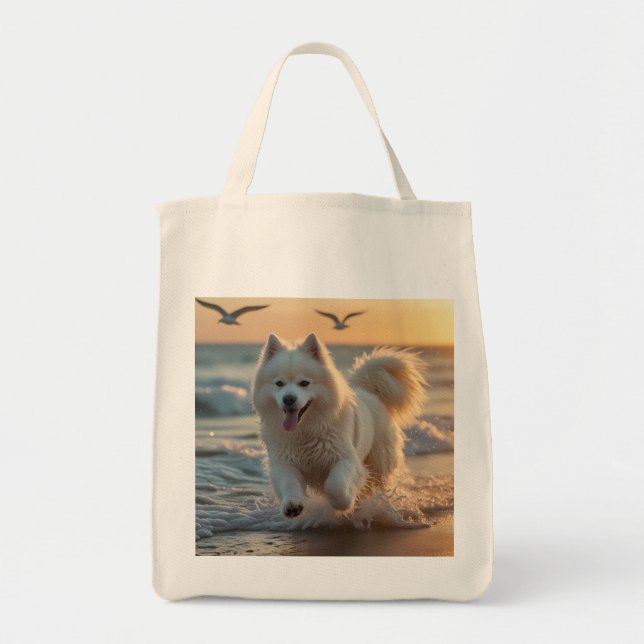 Bolsa De Tote De La Combustible Elegante Samoyed (Frente)