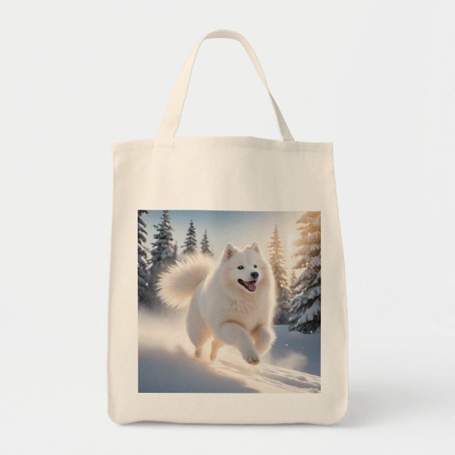 Bolsa De Tote De La Combustible Elegante Samoyed (Frente)