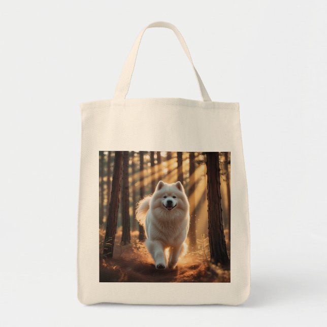 Bolsa De Tote De La Combustible Elegante Samoyed (Frente)