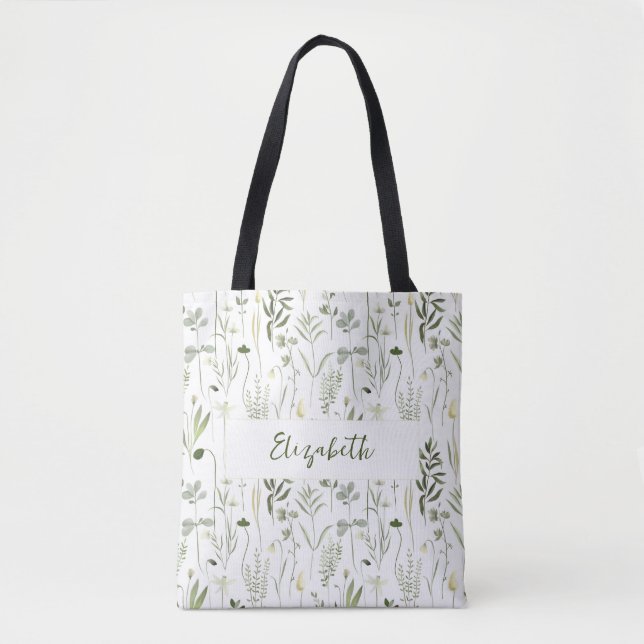 Bolsa de Tote de la dama de honor floral personali (Anverso)