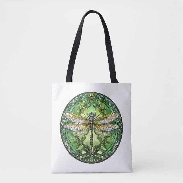 Bolsa de Tote de la Dragonfly de Vidrio Manchado O (Anverso)