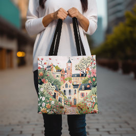 Bolsa de Tote de la Escena de la Aldea Floral, Tot