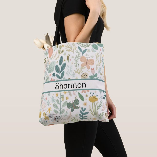 Bolsa de tote de la flor del personalizado (Detalle)