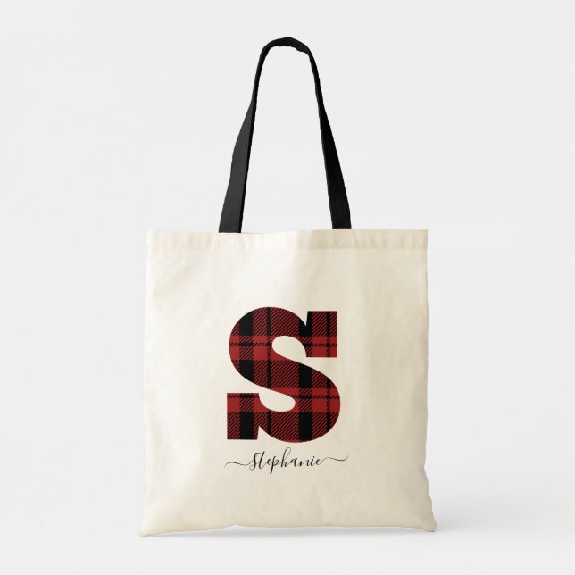 Bolsa de Tote de la letra roja y negra del monogra (Reverso)
