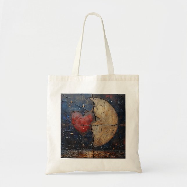 Bolsa De Tote De La Luna Con El Corazón Roto (Frente)