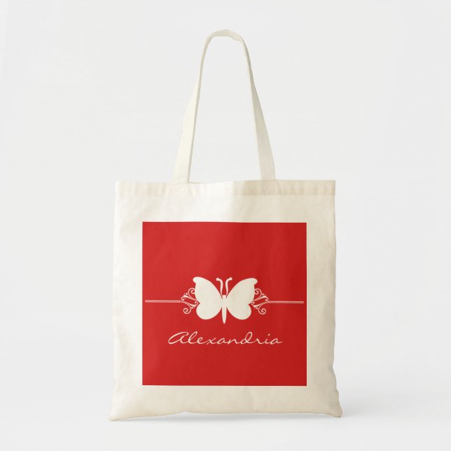 Bolsa De Tote De La Mariposa Roja Oscura (Frente)