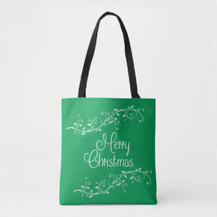 Bolsa de Tote de la Navidad Verde Floreciente