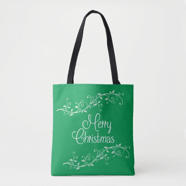 Bolsa de Tote de la Navidad Verde Floreciente (Anverso)