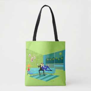 Bolsa de Tote de la Pareja Gay Retro Romántica