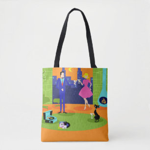 Bolsa De Tote De La Pareja Romántica Retro