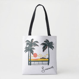 Bolsa De Tote De La Playa De Verano Verde Beige