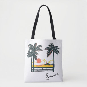 Bolsa De Tote De La Playa De Verano Verde Beige