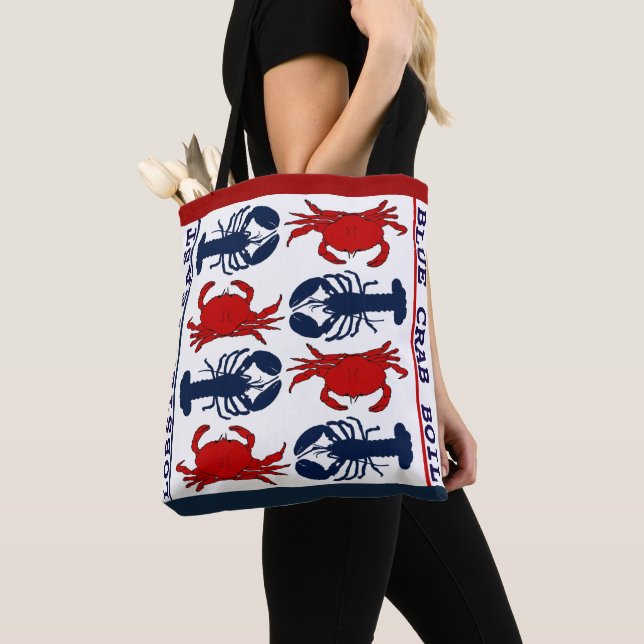 Bolsa De Tote De La Ropa Azul Blanco Rojo De Lango (Detalle)