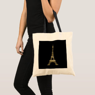 Bolsa de Tote de la Torre Eiffel Negra Francesa