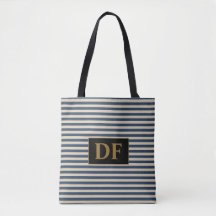 Bolsa de tote de las bandas iniciales azul/vainill