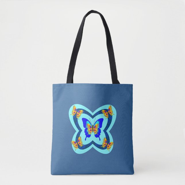 Bolsa de Tote de las mariposas de los tonos azules (Anverso)