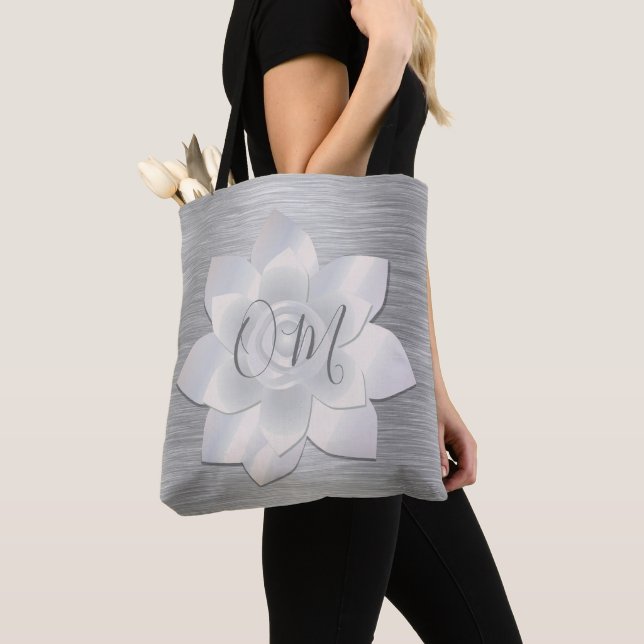 Bolsa de tote de Lotus OM elegante plateado (Detalle)