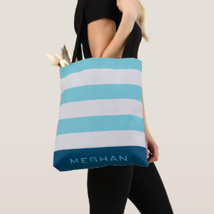 Bolsa De Tote De Monograma Azul De Tinta De Tinta